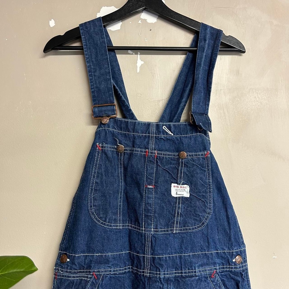 Vintage 50s 60s Penneys Big Mac Denim Overalls Navy Blue Workwear 34x33